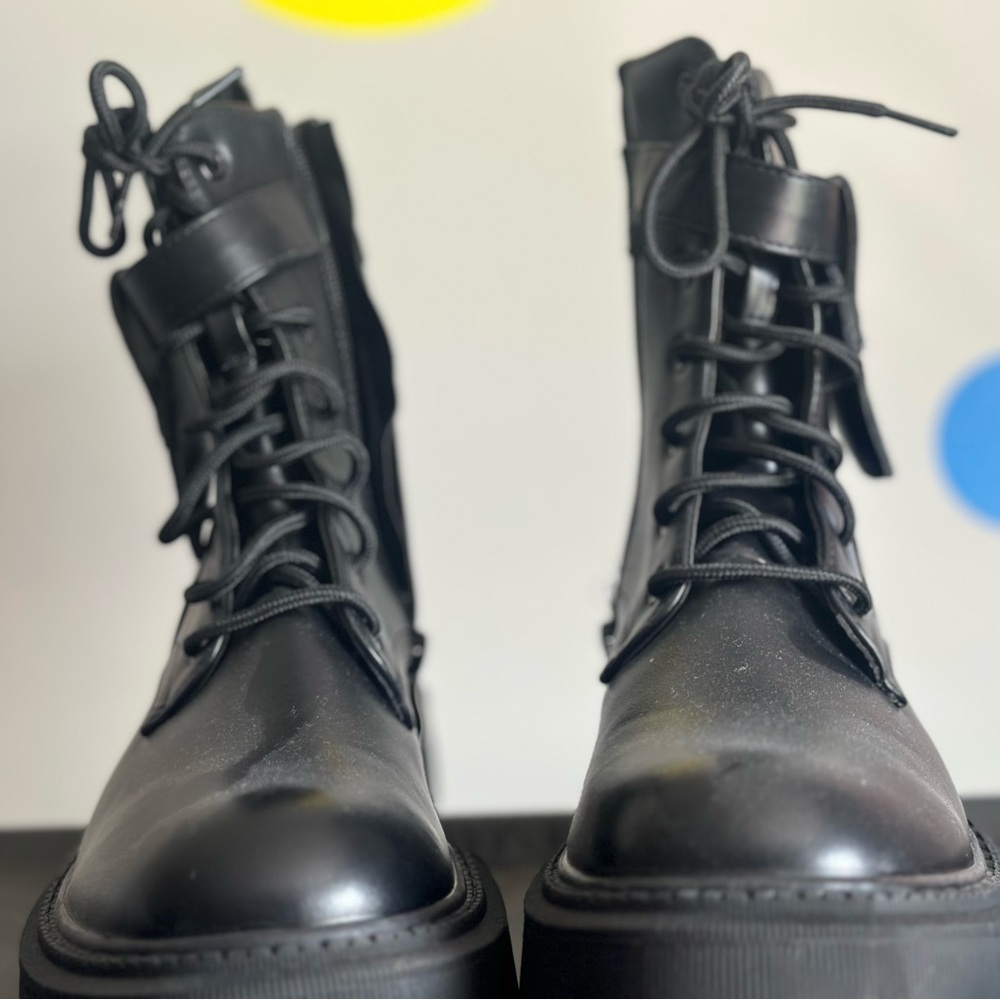 Sleek Black Lace-Up Boots